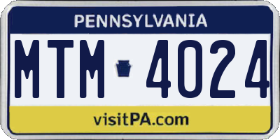 PA license plate MTM4024