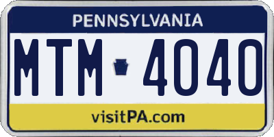 PA license plate MTM4040