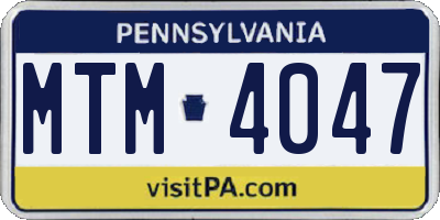 PA license plate MTM4047