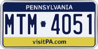 PA license plate MTM4051