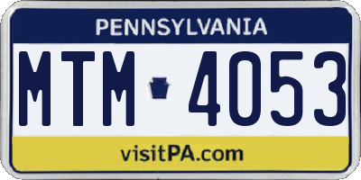 PA license plate MTM4053