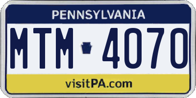 PA license plate MTM4070