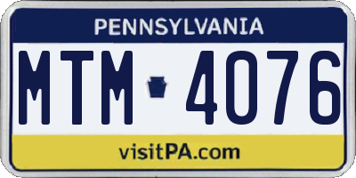 PA license plate MTM4076