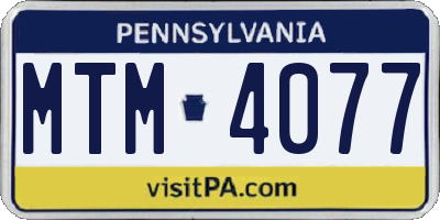 PA license plate MTM4077