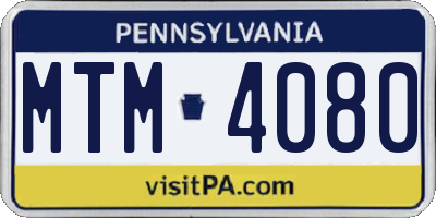 PA license plate MTM4080