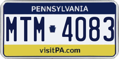 PA license plate MTM4083