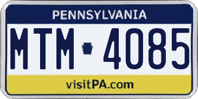 PA license plate MTM4085