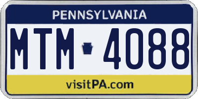 PA license plate MTM4088
