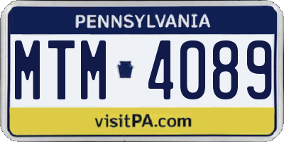 PA license plate MTM4089
