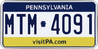PA license plate MTM4091