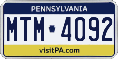 PA license plate MTM4092