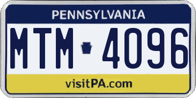 PA license plate MTM4096