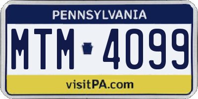 PA license plate MTM4099