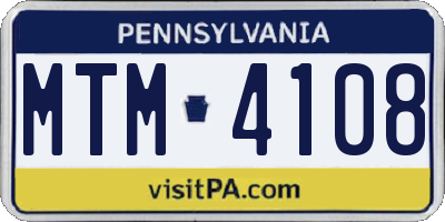 PA license plate MTM4108