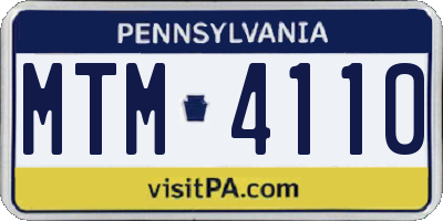 PA license plate MTM4110