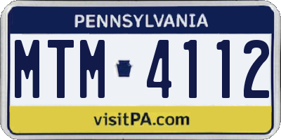 PA license plate MTM4112