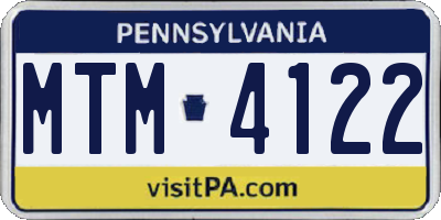 PA license plate MTM4122