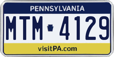 PA license plate MTM4129