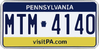 PA license plate MTM4140