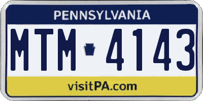 PA license plate MTM4143