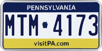PA license plate MTM4173