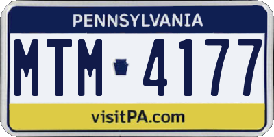 PA license plate MTM4177