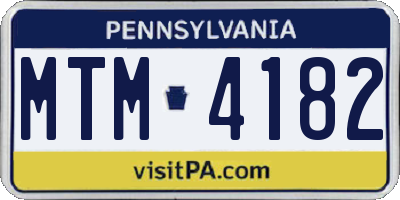 PA license plate MTM4182