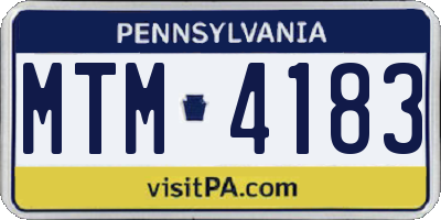 PA license plate MTM4183