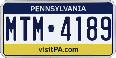 PA license plate MTM4189