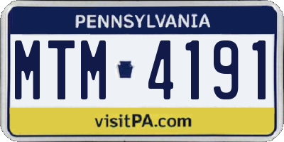 PA license plate MTM4191