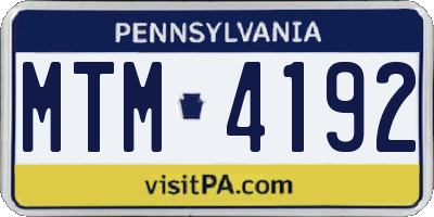PA license plate MTM4192
