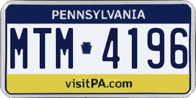 PA license plate MTM4196