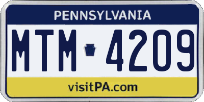PA license plate MTM4209