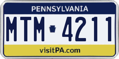 PA license plate MTM4211