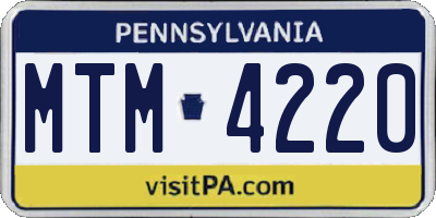 PA license plate MTM4220