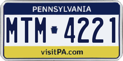 PA license plate MTM4221
