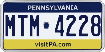 PA license plate MTM4228