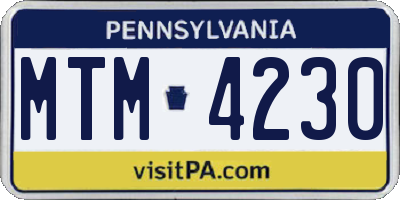 PA license plate MTM4230
