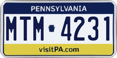 PA license plate MTM4231