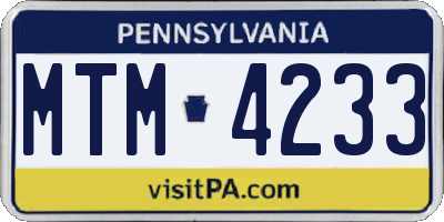 PA license plate MTM4233