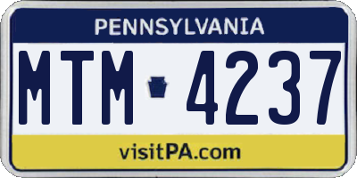 PA license plate MTM4237
