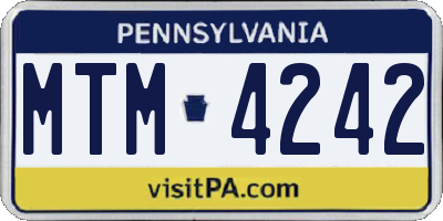 PA license plate MTM4242