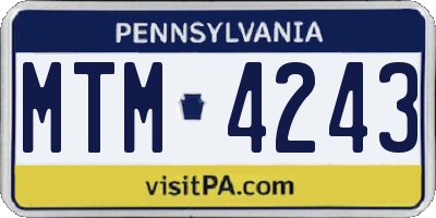 PA license plate MTM4243