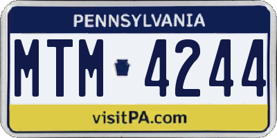 PA license plate MTM4244