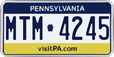 PA license plate MTM4245
