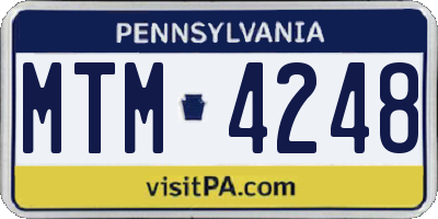 PA license plate MTM4248