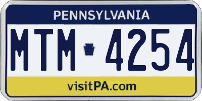 PA license plate MTM4254