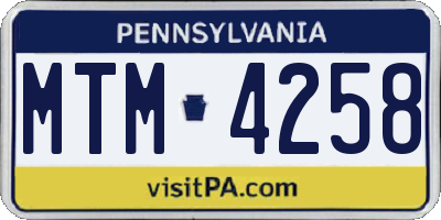 PA license plate MTM4258