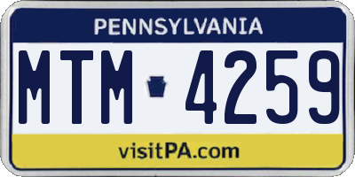 PA license plate MTM4259