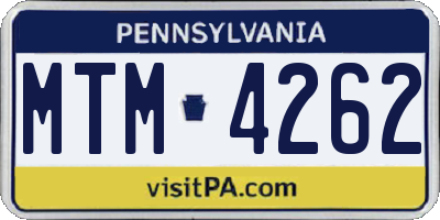 PA license plate MTM4262